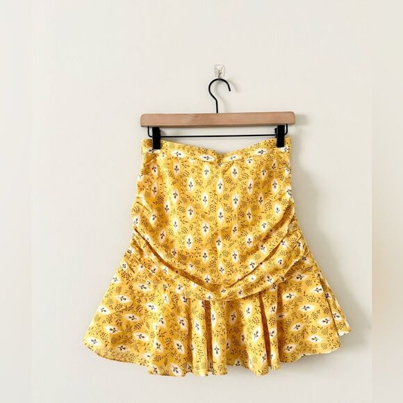 Veronica Beard Tara Cotton Silk Blend Mini Skirt in Yellow Ikat Floral - Size 4 - Picture 6 of 8